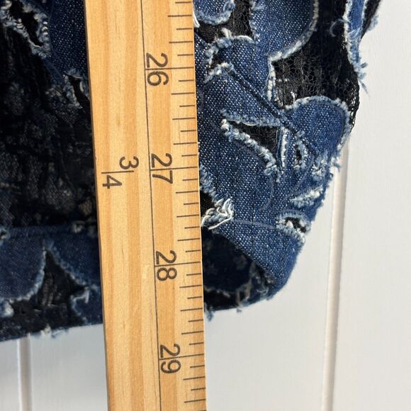 Lace Denim Womens Burnout Oversized Whimsigoth Cardigan Size M Fairy Grunge Boho - Picture 5 of 10
